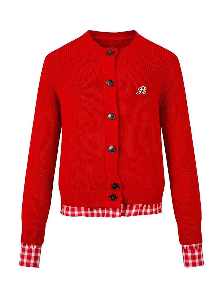 Versatile Spliced Knit Sweaters Women Cardigan