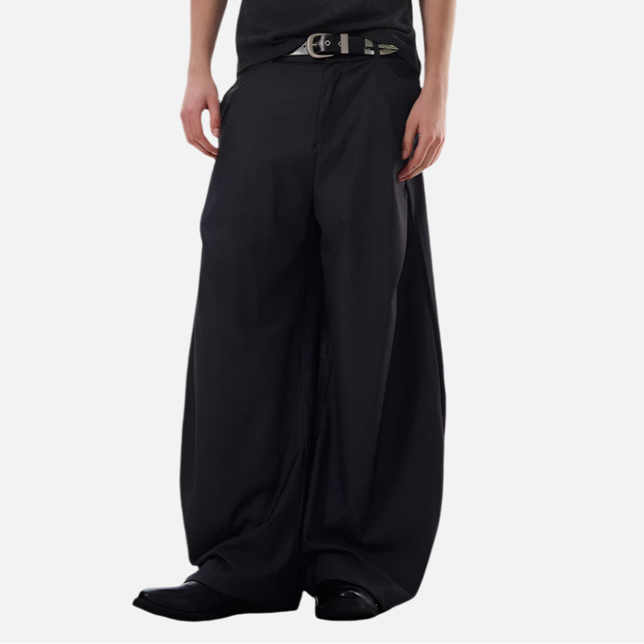 Retro Pleated Scimitar Suit Pants