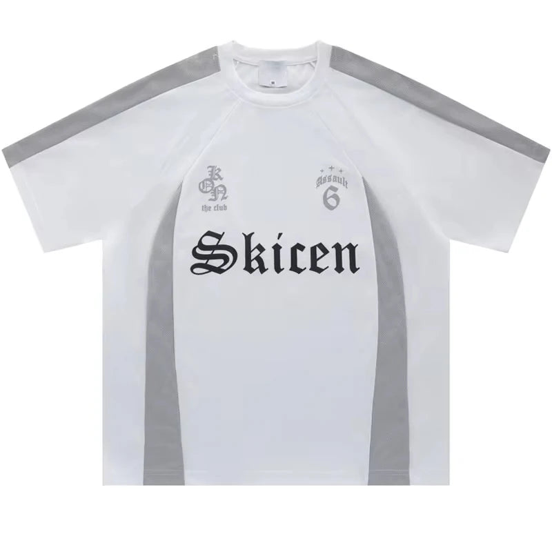 Retro Patchwork Hip Hop Letter T-Shirt