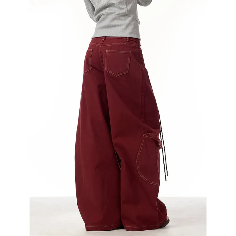 Vintage Red High Waisted Straight Jeans