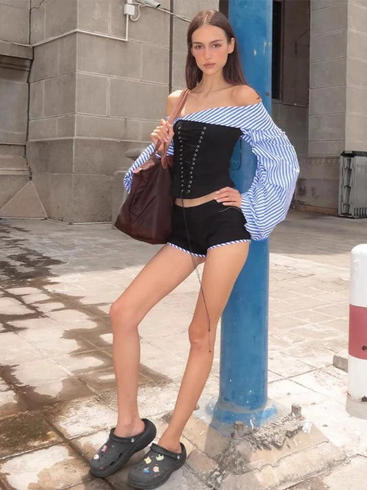 Vintage Patchwork Long Sleeve Two-Piece T-Shirt