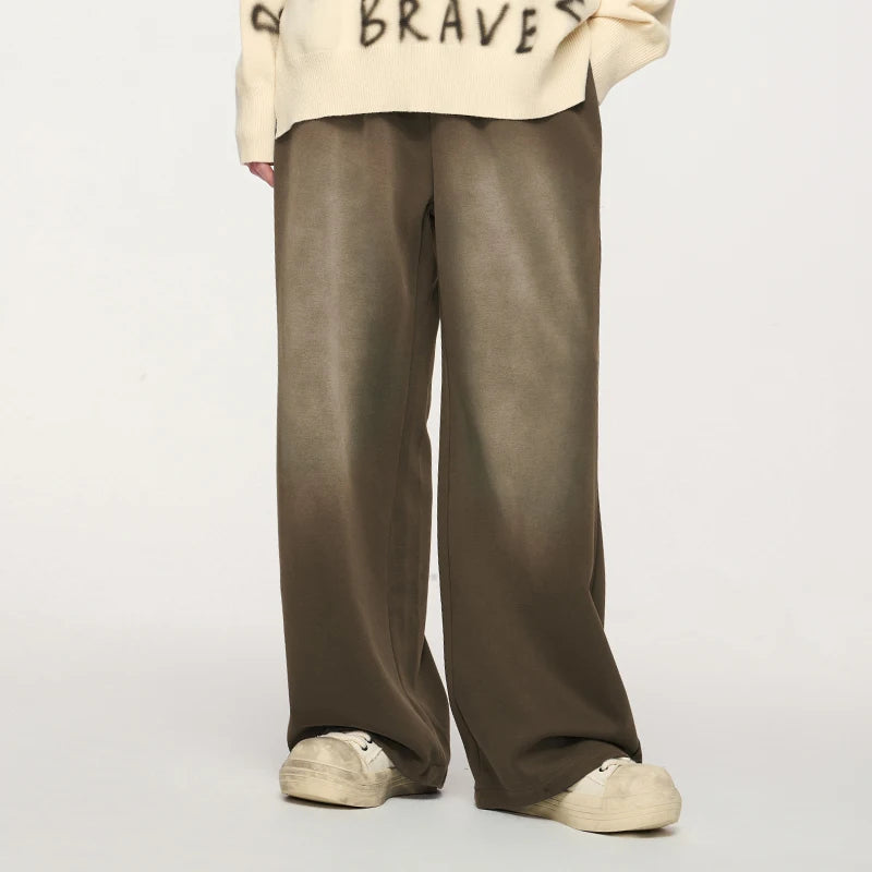 Washed Straight Wide Leg Casual Pants