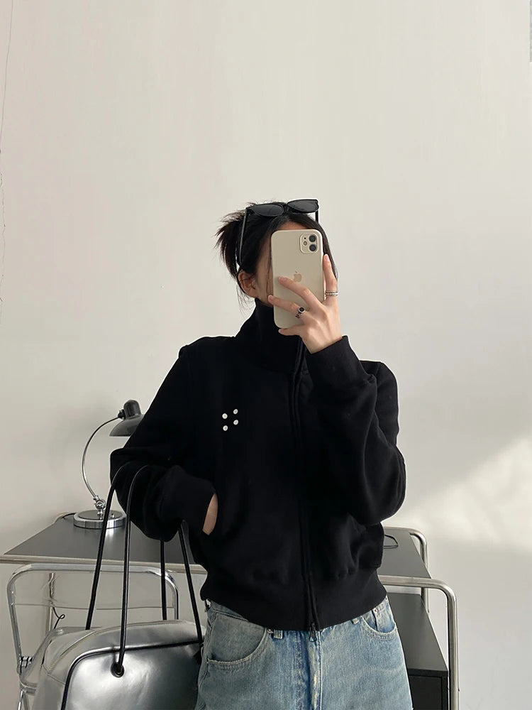 Double Zipper Design Casual Sweatshirt