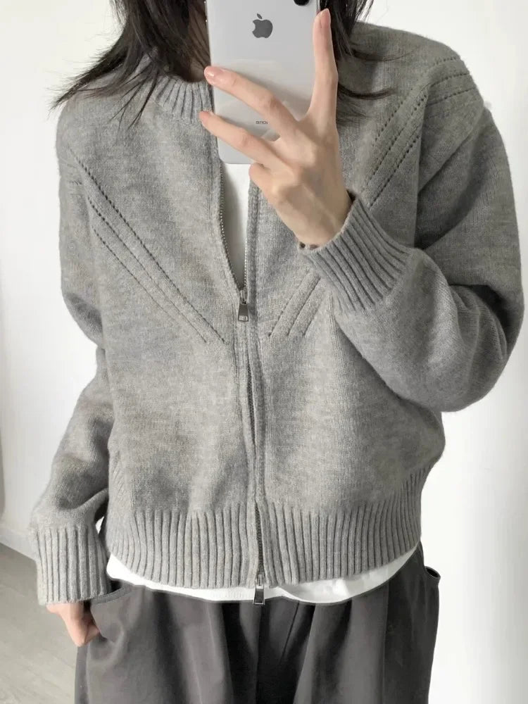Soft Japanese Vintage Oversize Zipper Sweater