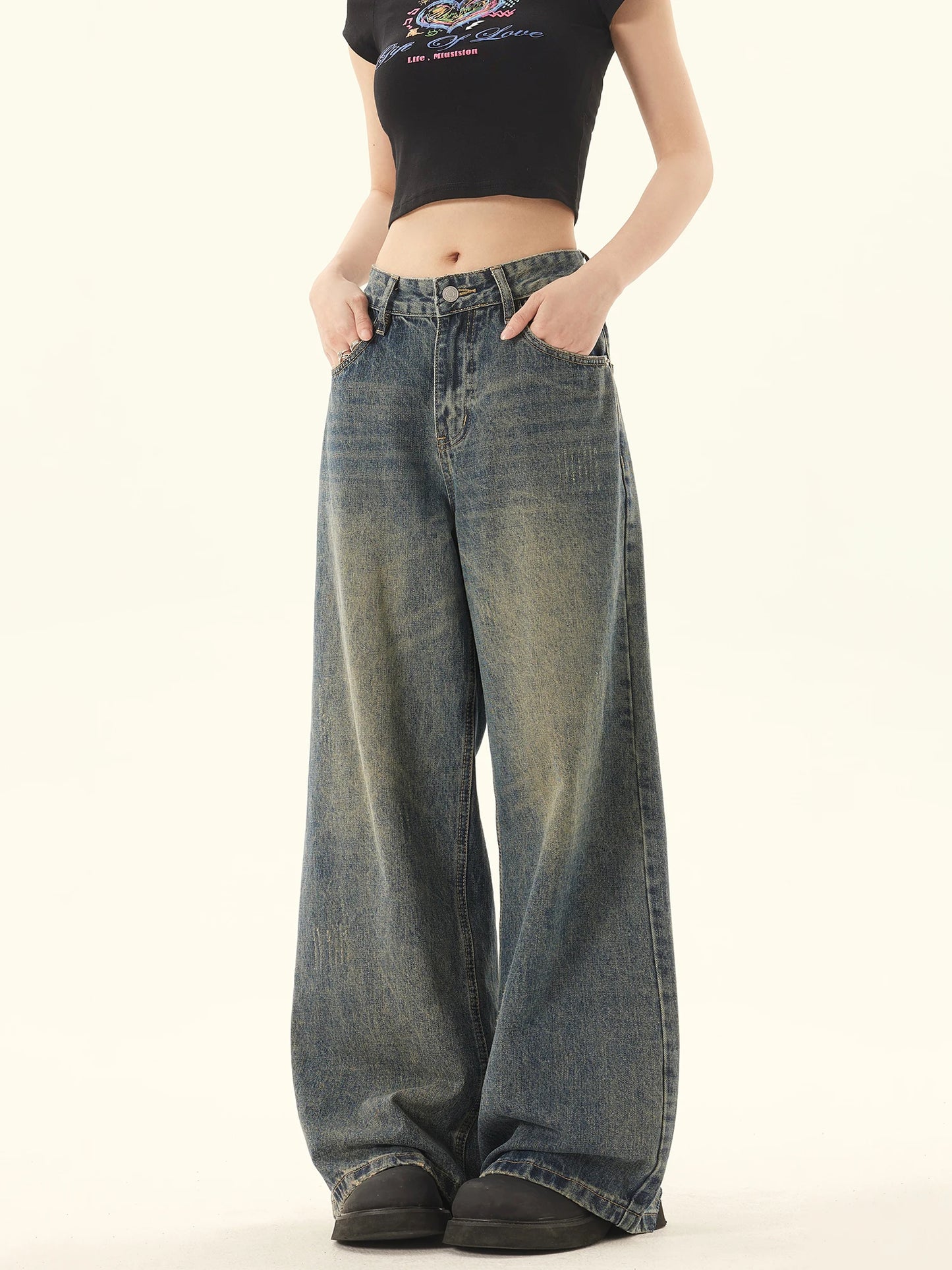 Vintage American Style High Waisted Jeans