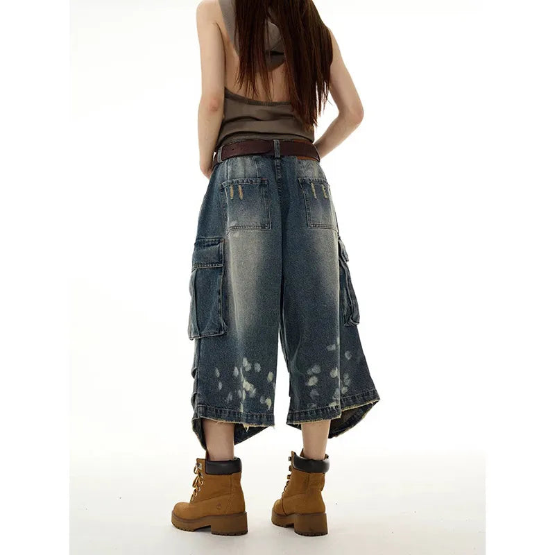 Vintage Blue Y2K Baggy High Jorts