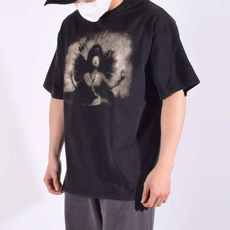Vintage Portrait Pattern Printed T-Shirt