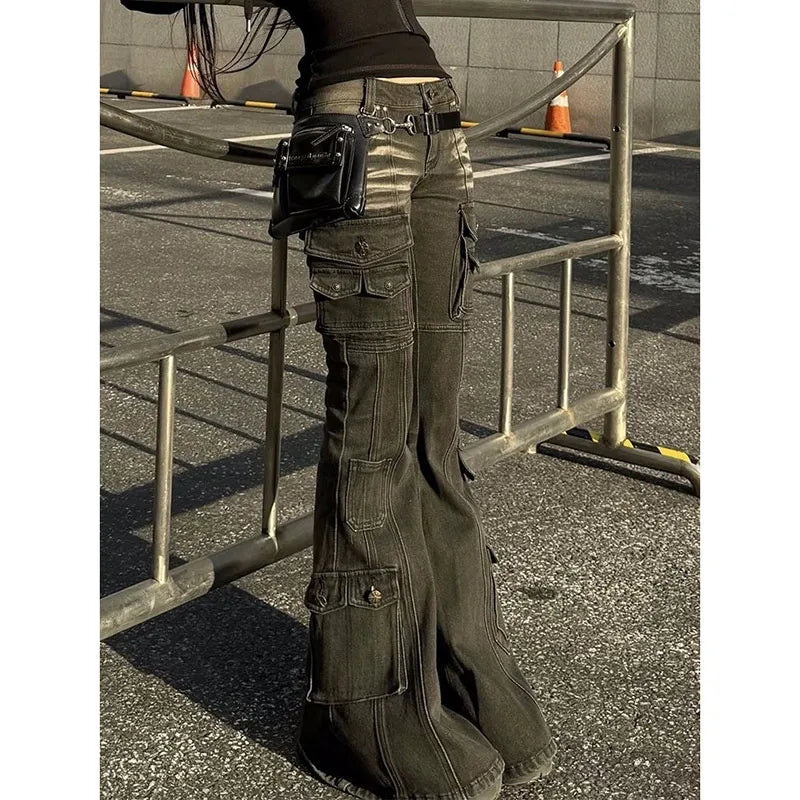High Waist Vintage Black Gradient Jeans