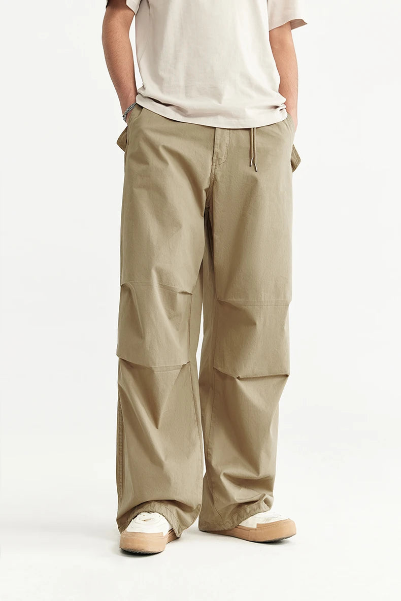 Elastic Waist Baggy Parachute Cargo Pants