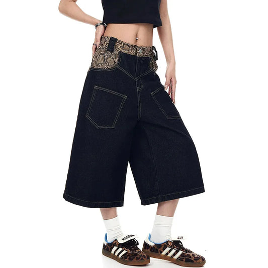 Vintage Black Goth Baggy Knee-Length Jorts