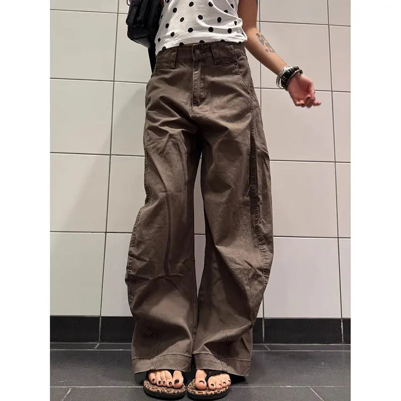 Brown Vintage Y2K Cargo Wide Jeans