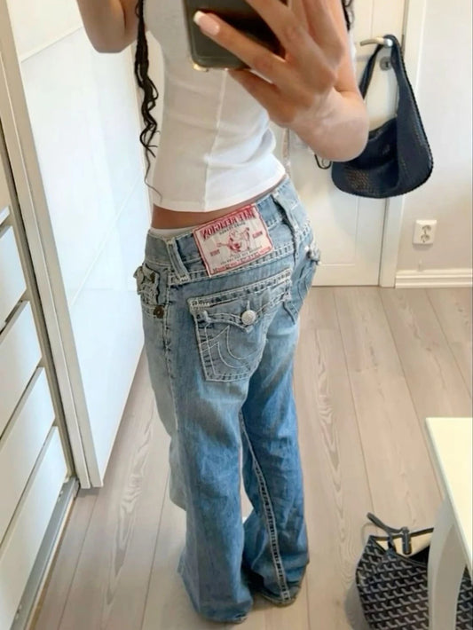 Vintage Buddha Embroidered High Waist Jeans