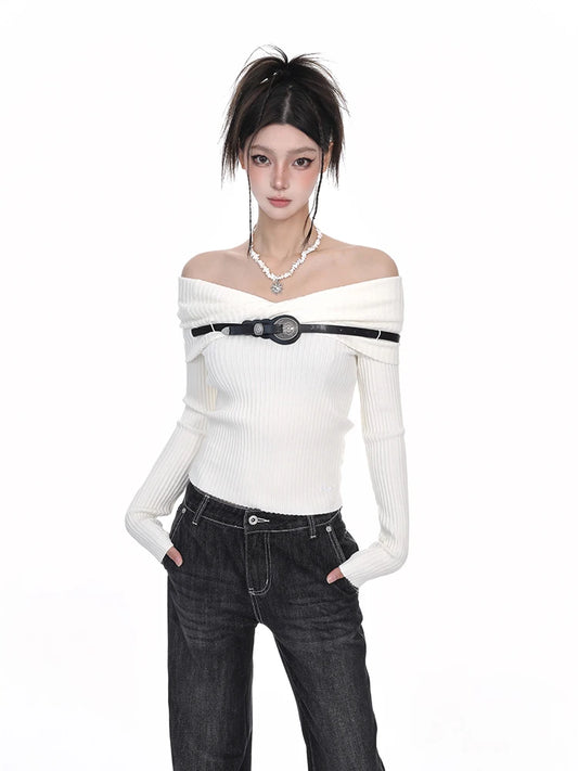 Chic Off Shoulder Slim Fit Sweater