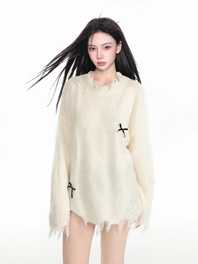 Cozy Knitted Bow Sweater Pullover