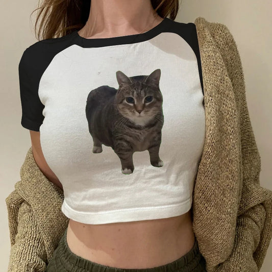 Funny Cat Print Casual Kawai T-Shirt