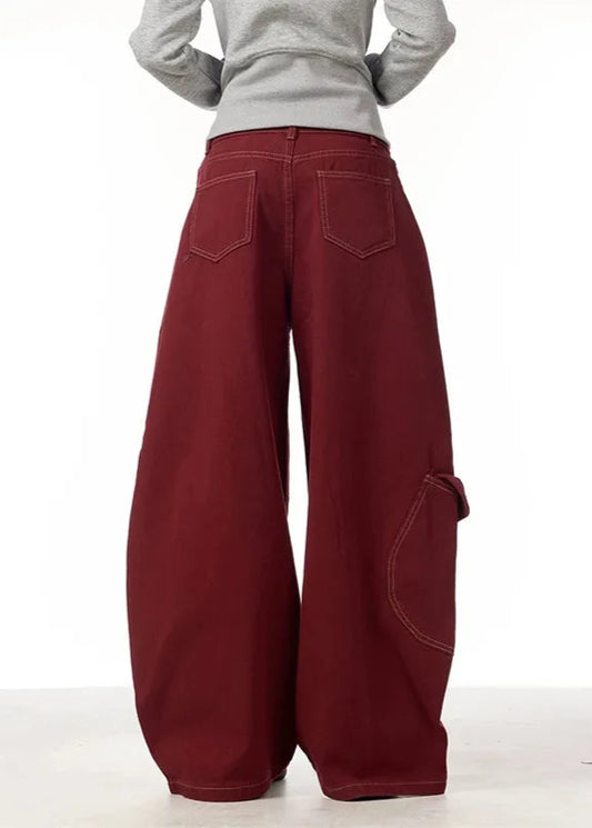 Vintage Red High Waisted Straight Jeans