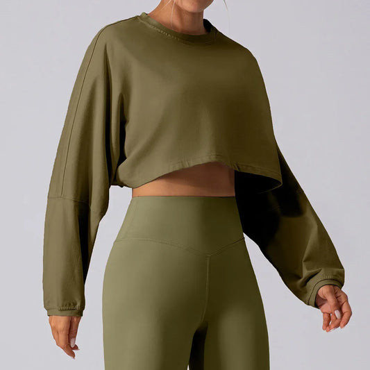 Breathable Long Sleeve Sports Crop T-Shirt