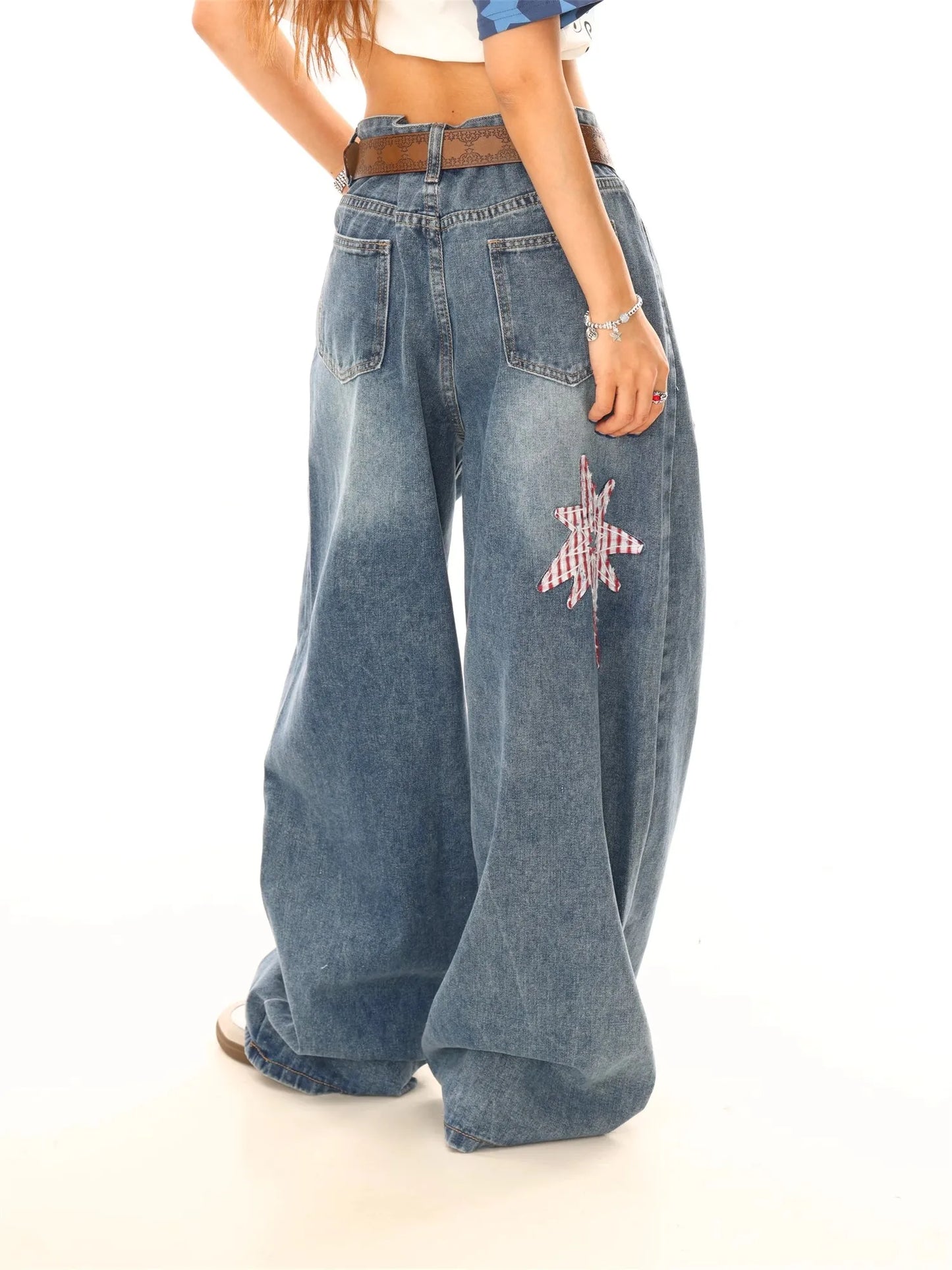 Rivet Star Patchwork Denim Jeans