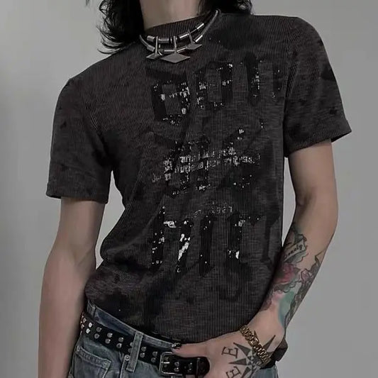 Vintage Letter Print Aesthetic Casual Shirt