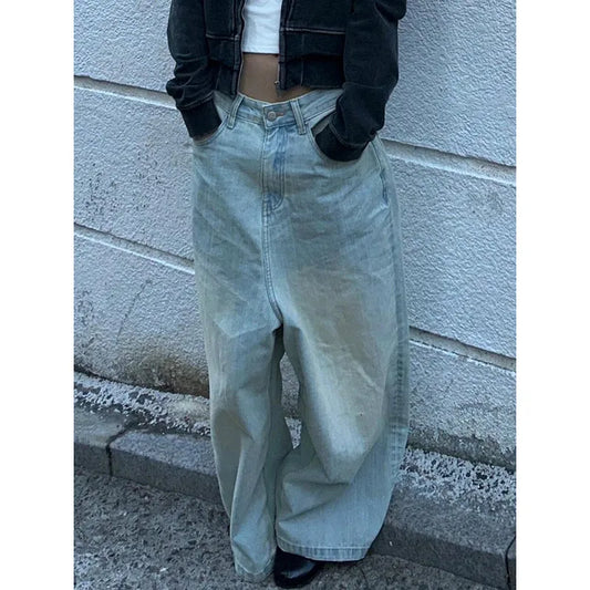 Blue Splicing High Street Straight Jeans