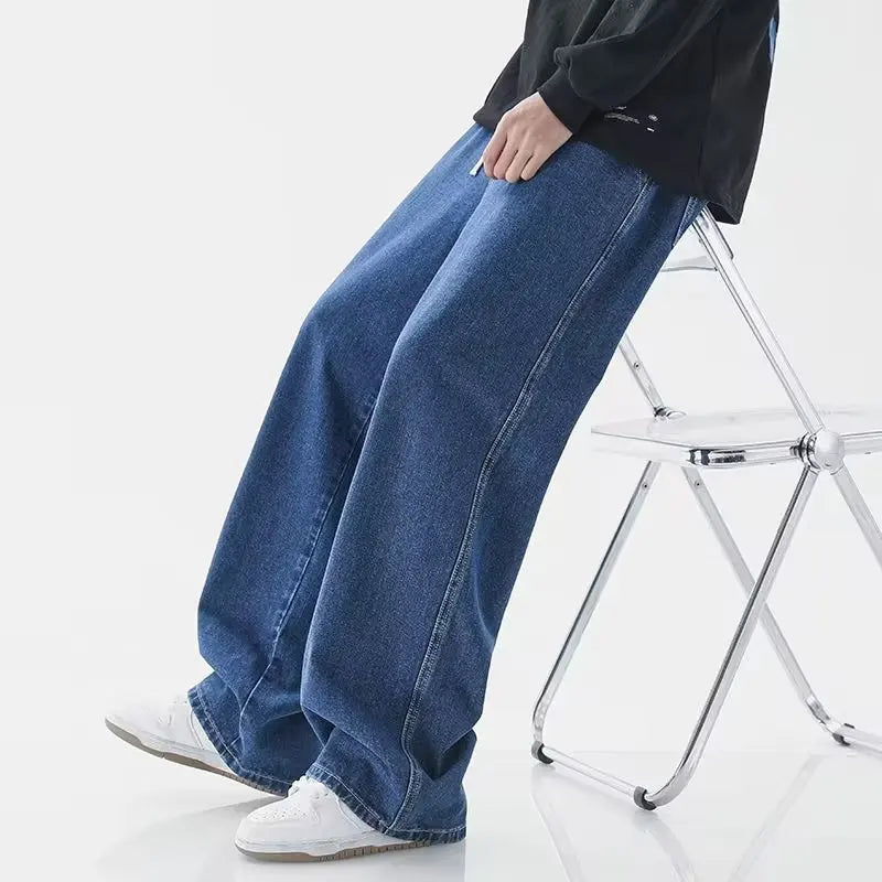 Baggy Elastic Waist Classic Denim Jeans
