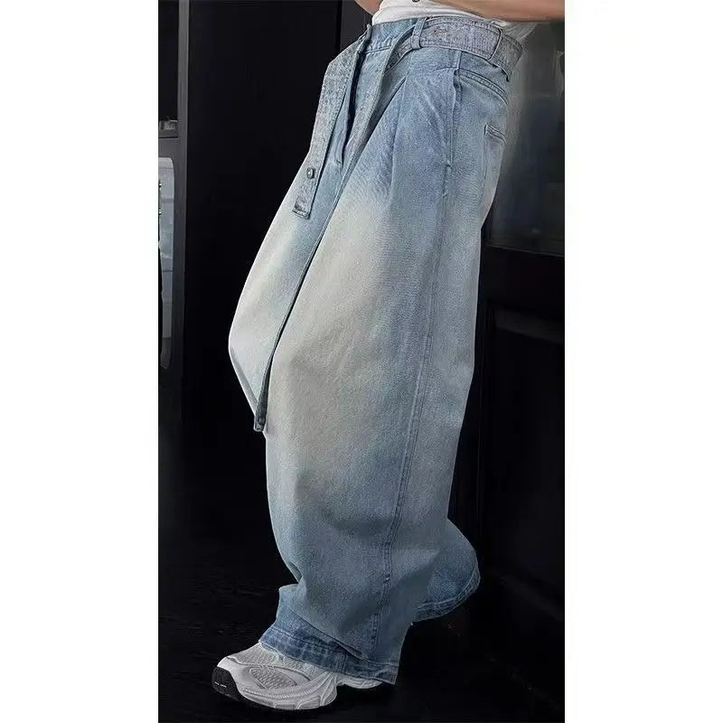 Wide Leg Patchwork Jeans Korean Jeans