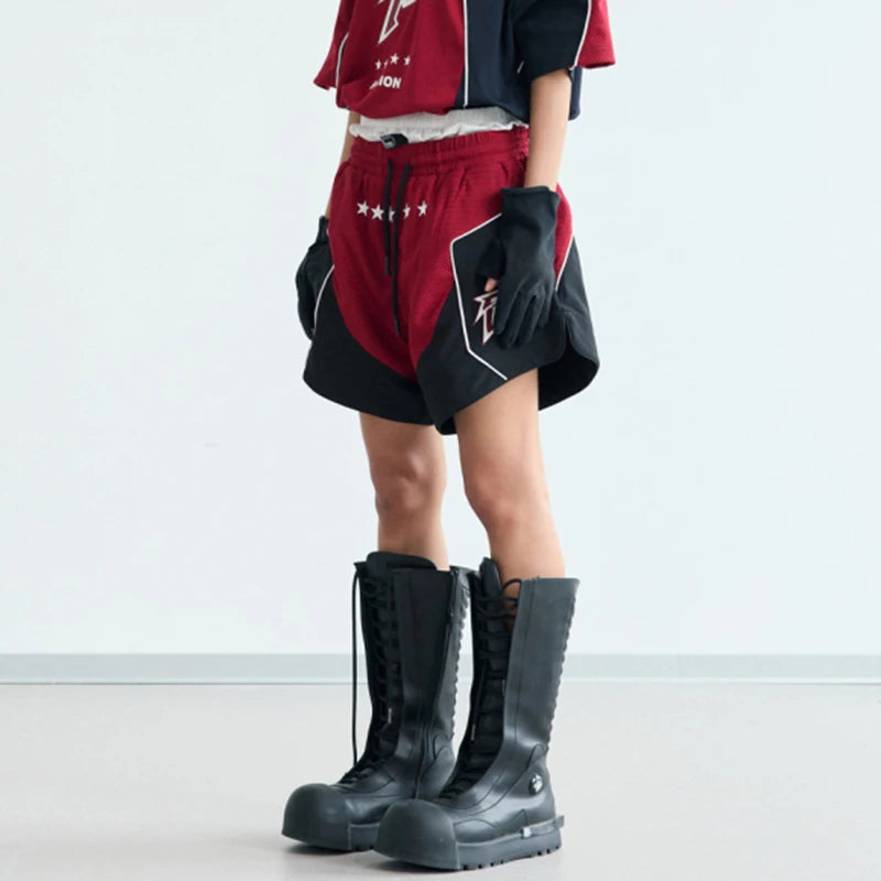 Stylish Color Contrast Splicing Casual Short
