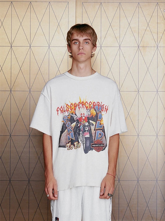 Creative Anime Print Vintage Loose T-Shirt