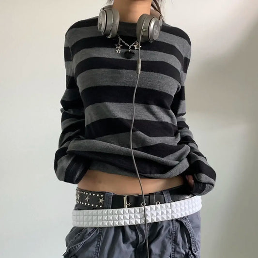 Gothic Striped Long Sleeve T-Shirt