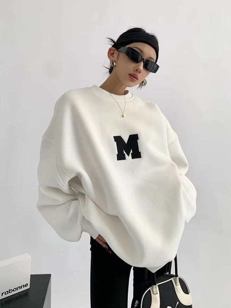 Chic Retro Grey Sweatshirt Autumn T-shirts