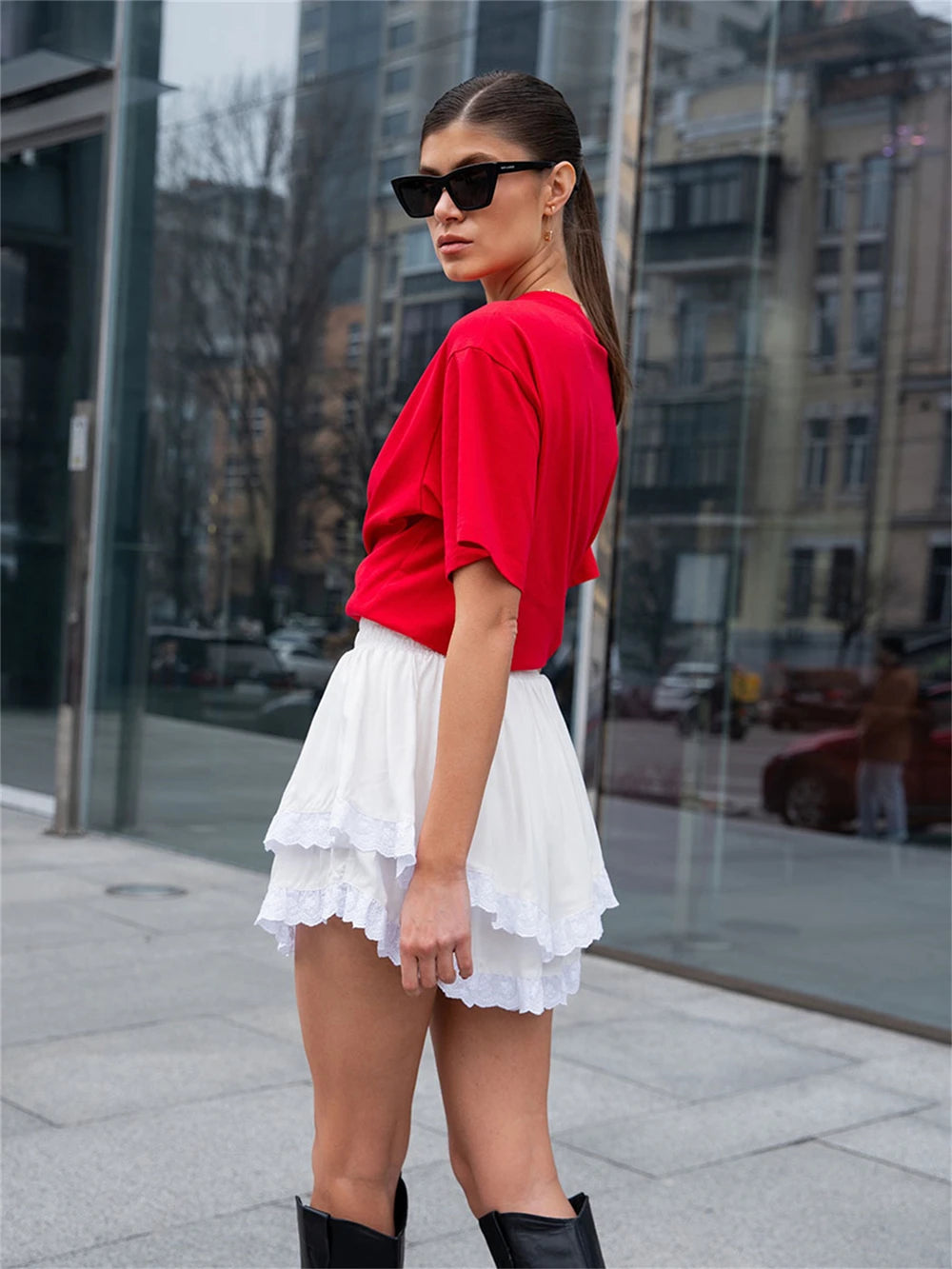 Amore Print Red Oversized Cotton T-Shirt