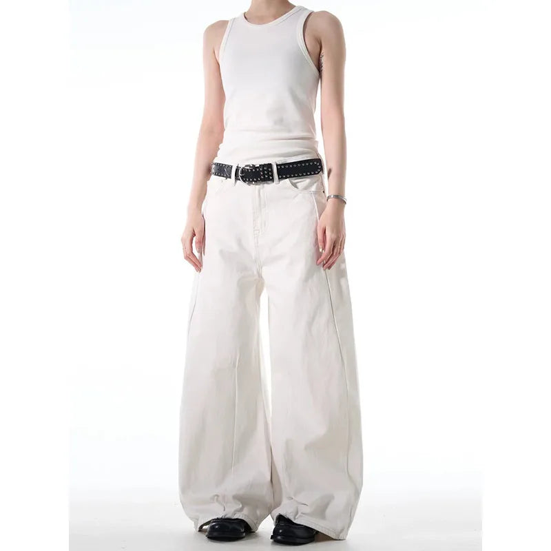 Vintage White High Waisted Wide Jeans