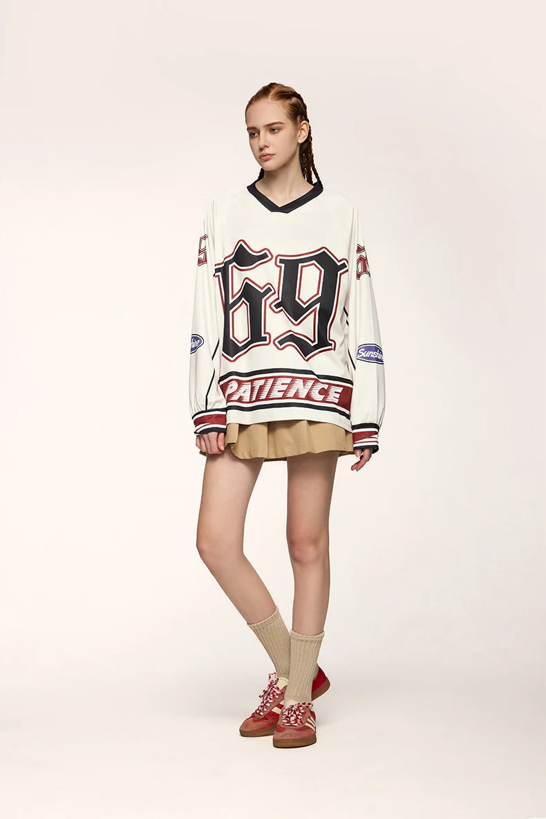 Retro Oversized Sports Letter Printed T-Shirt