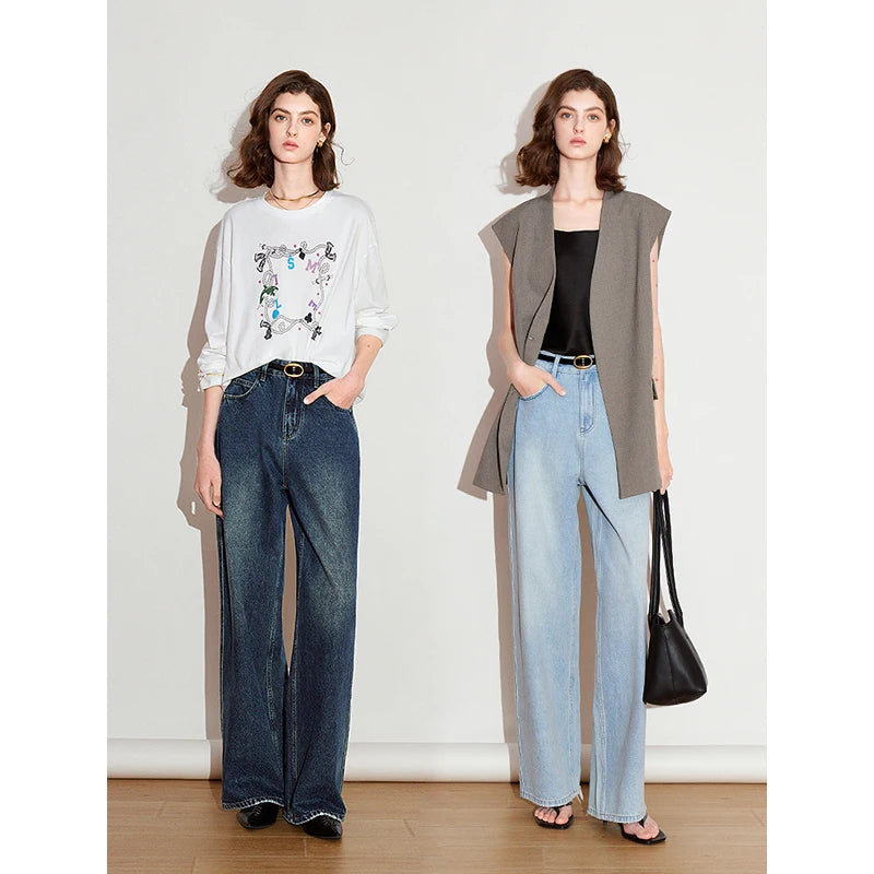 Stone Washed Retro High Street Jeans