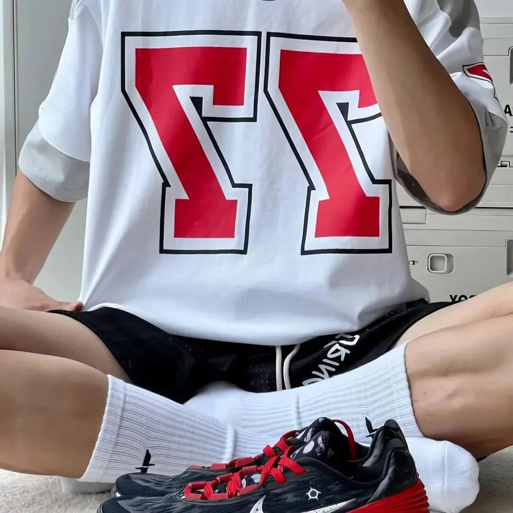 Contrast American Style Sport Jersey T-Shirt
