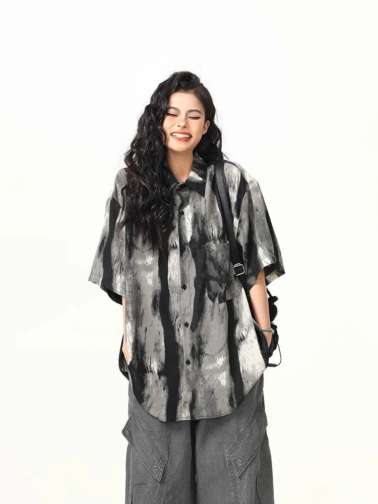 Ink Tie Dye Casual Long Shirt