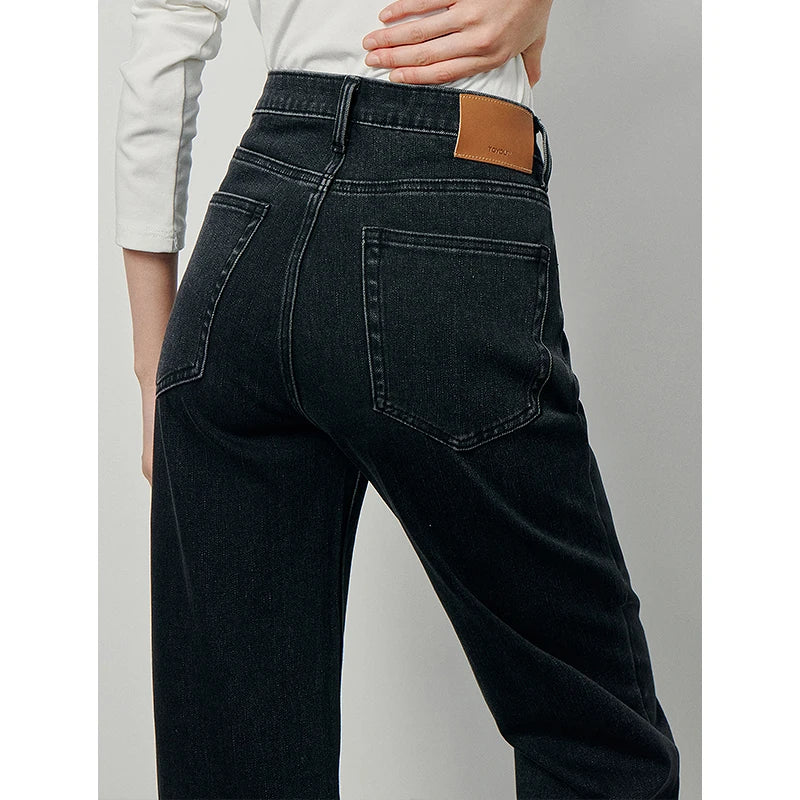 High Waist Slim Fit Straight Jeans