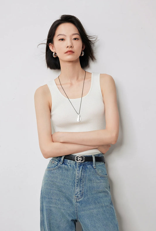 Vintage Knitted U-Neck Tank