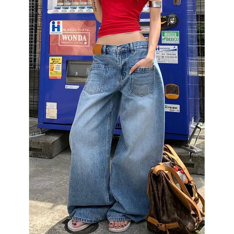 Retro High Waisted Blue Denim Jeans
