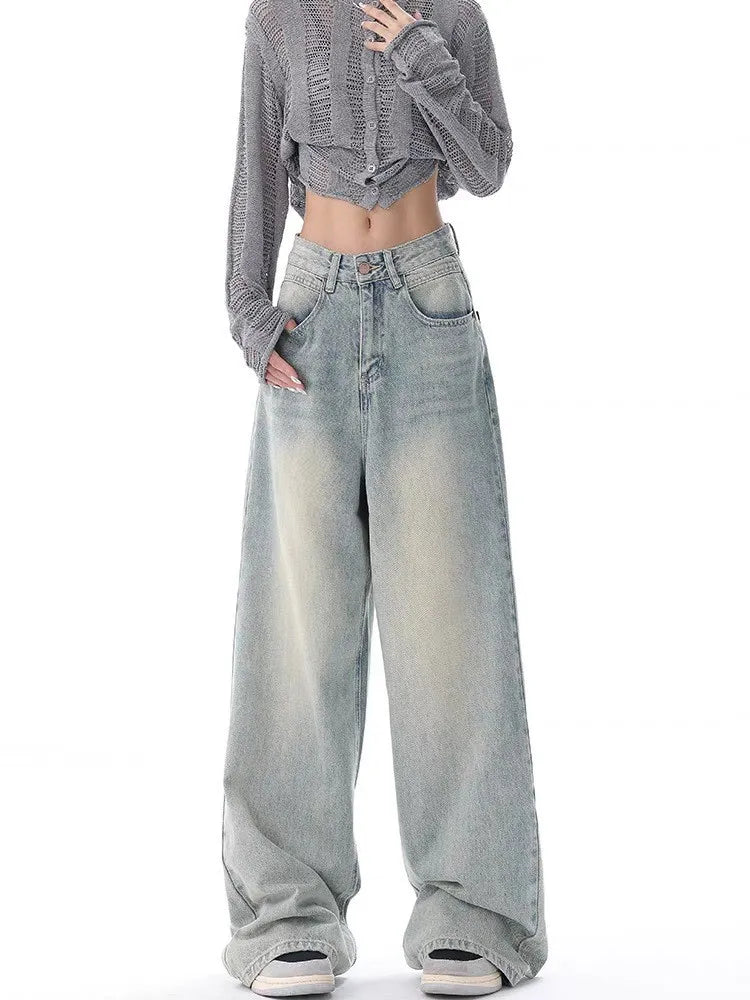 Vintage Distressed Wide Leg Jeans