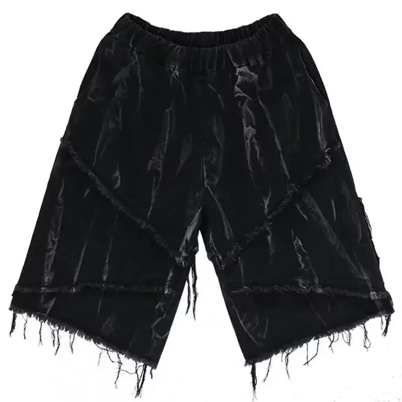 High-Waisted Raw Edge Denim Shorts
