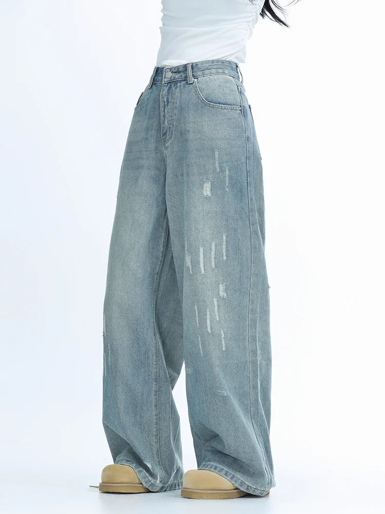 Vintage Washed Loose Wide Leg Jeans