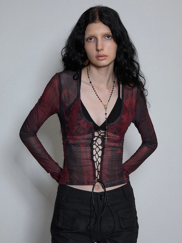 Vintage Grunge Aesthetic Mesh Tattoo T-Shirt