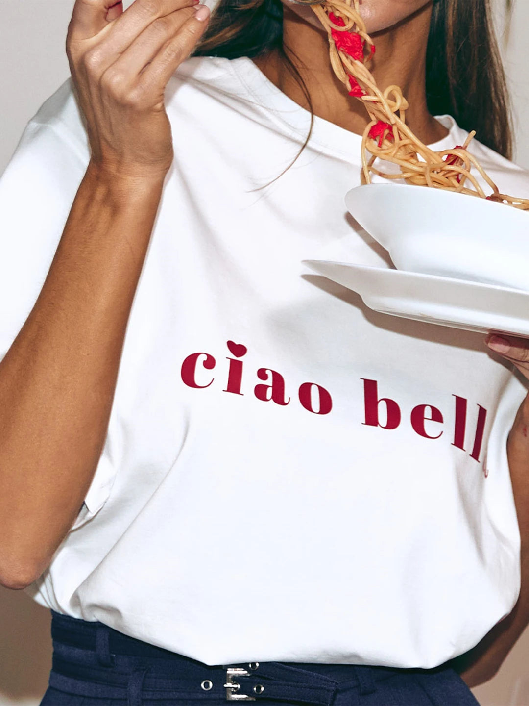Ciao Bella Funny Oversized White T-Shirt