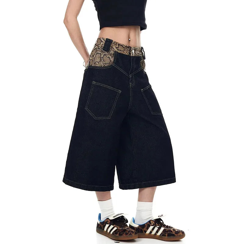 Vintage Black Goth Baggy Knee-Length Jorts
