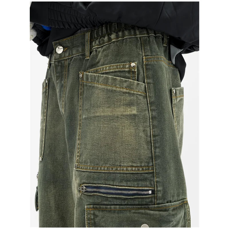 Vintage Baggy Green Y2K Denim Jeans