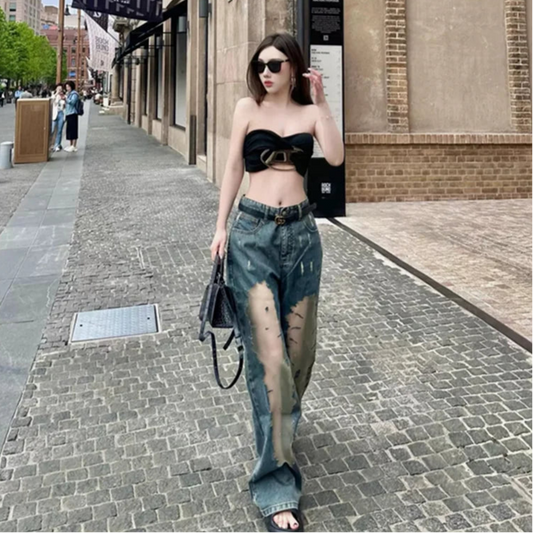 Vintage Oversize Baggy Blue Cargo Jeans