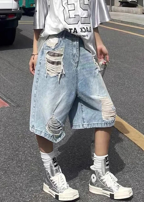 Vintage High Waist Ripped Denim Shorts