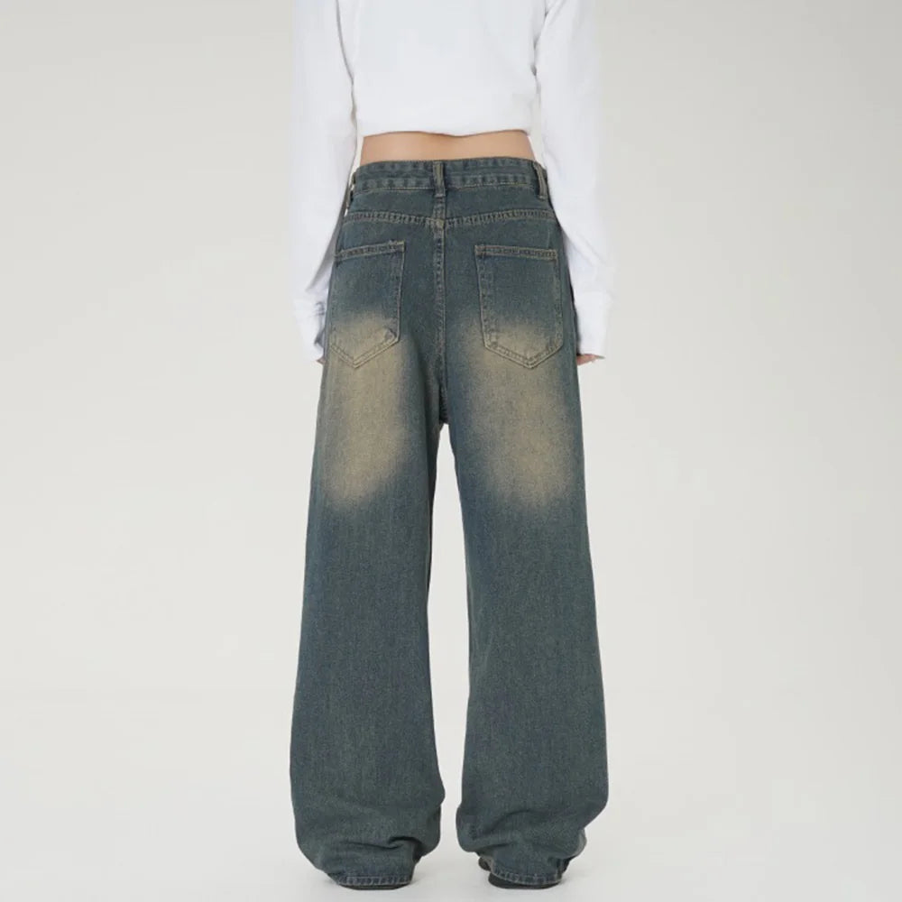 Solid Color Baggy Jeans