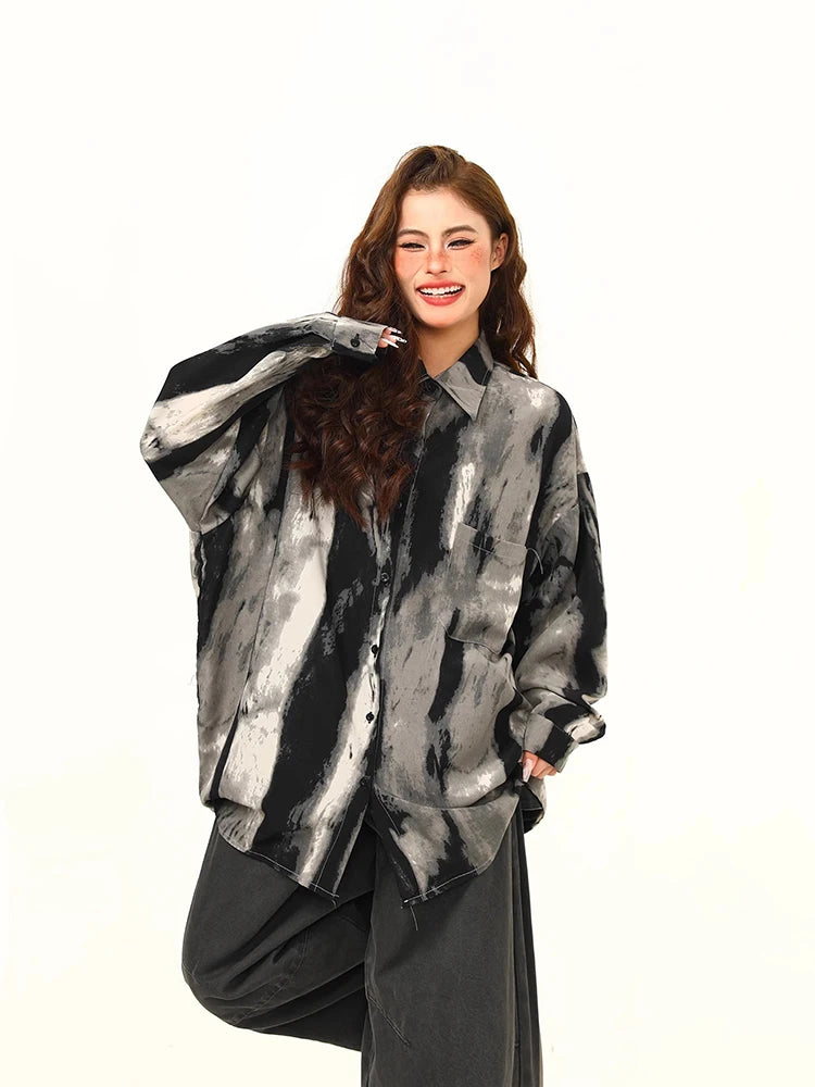 Retro Loose Tie Dye Long Shirt
